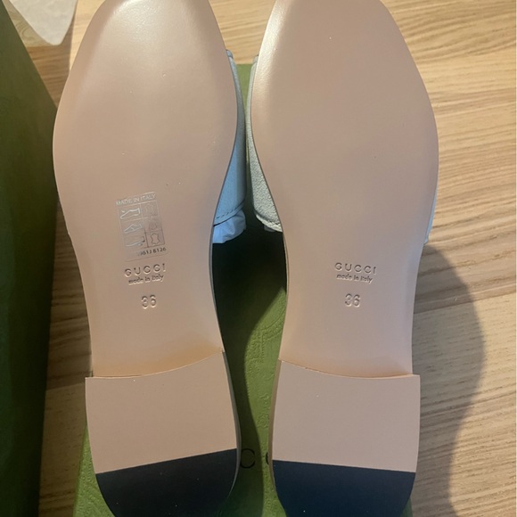 Gucci G cut suede slides in light blue (salvy green) - Picture 13 of 13